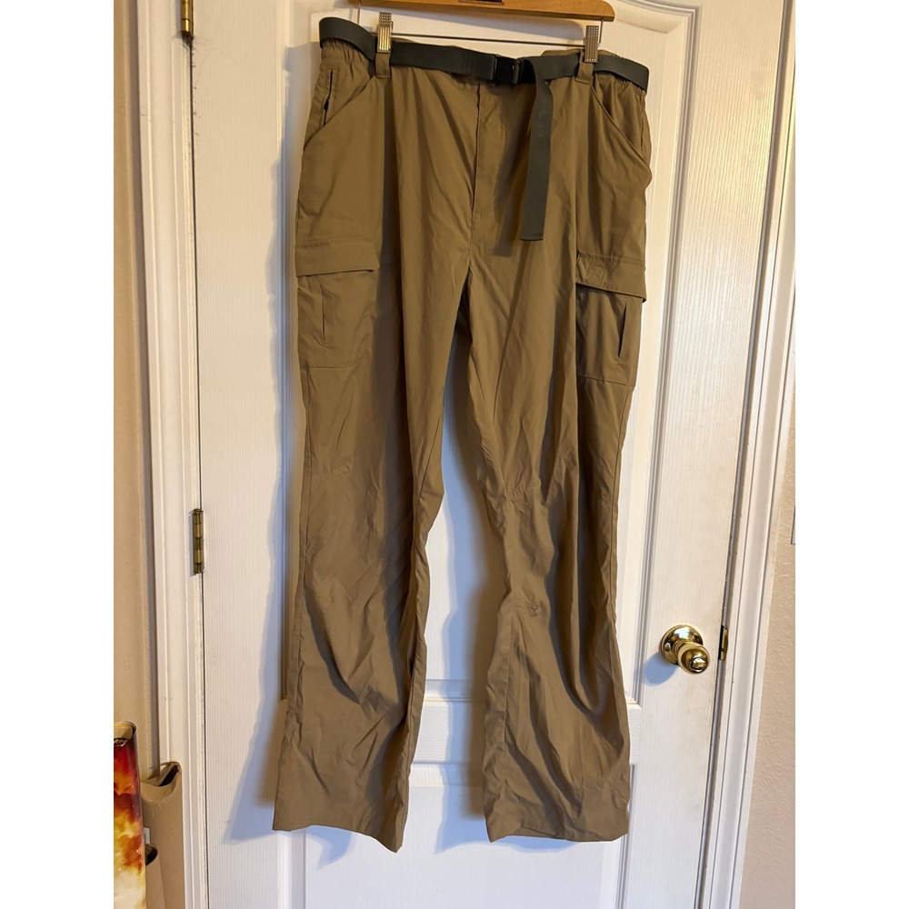 LL Bean Mens‎ Cresta Hiking Pants Khaki Tan Cargo Stretch Belted XL Tall 293399